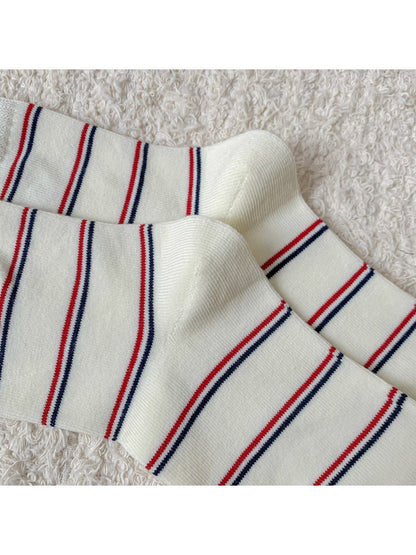 Rufia - Cartoon Dog Embroidered Striped Socks