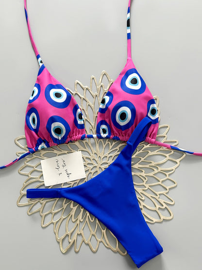 Lila Colorful Polka Dot Bikini Two Piece Set