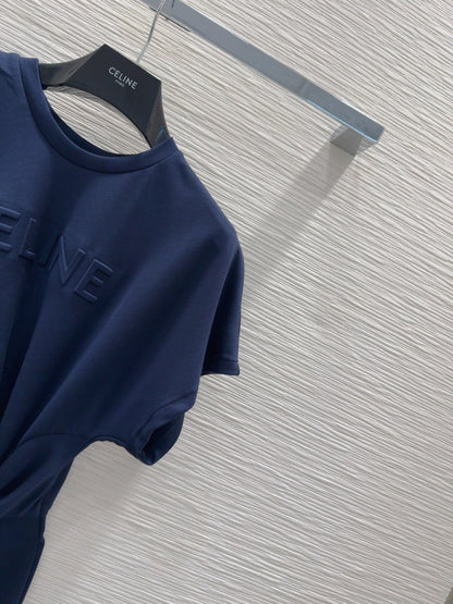 Celine 25 Twisted Waist Dress Navy Blue Cotton
