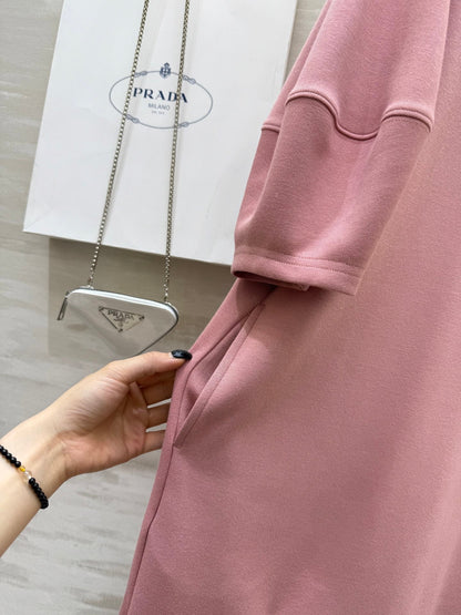 Prada 25 Triangle Logo Casual Dress Pink Cotton
