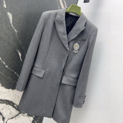 Gucci Suit Jacket Gray Polyester Fiber