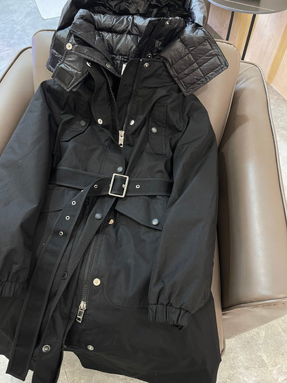 Burberry 25 Trench Coat Two-piece Set Black Cotton Down Nylon