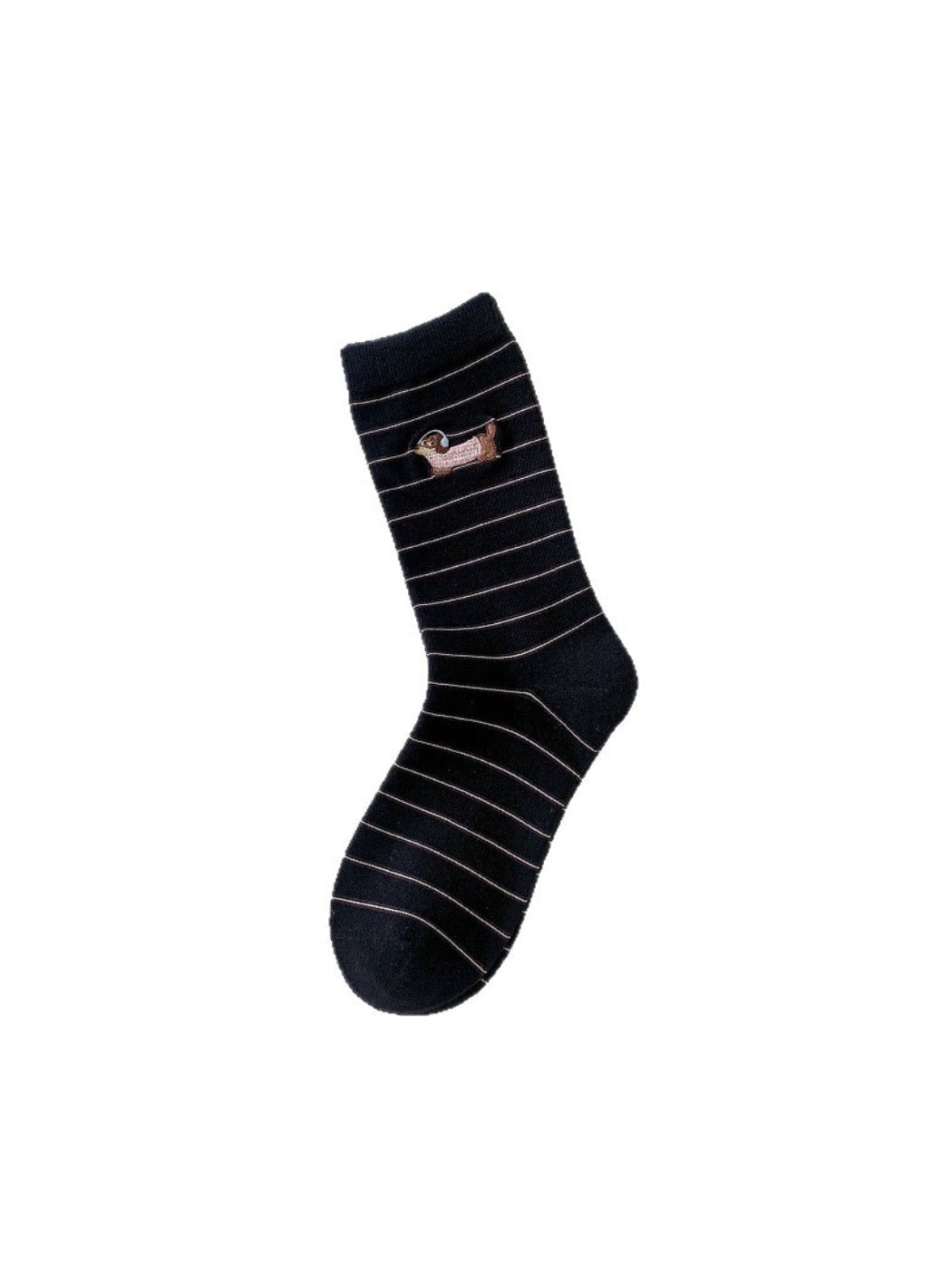 Rufia - Cute Dog Embroidered Mid-calf Socks