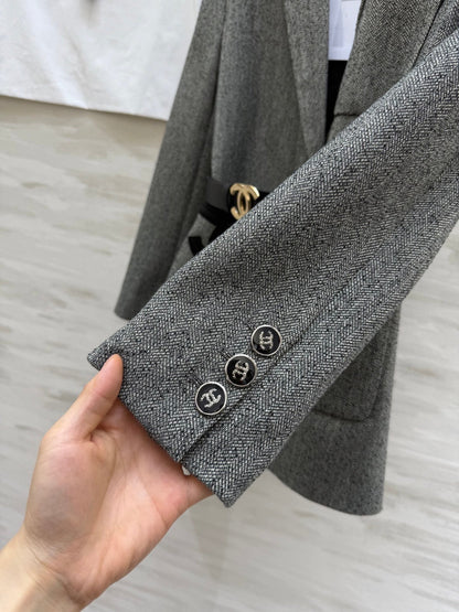 CC 26s Fitted Blazer Grey Wool Blend 352329