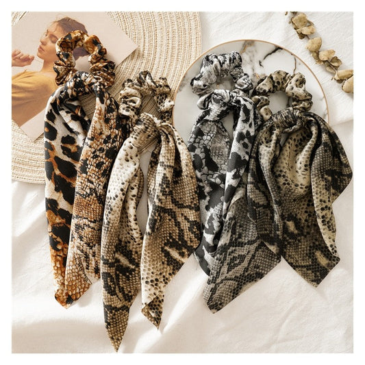 Snake Zebra Print Scarf Scrunchie