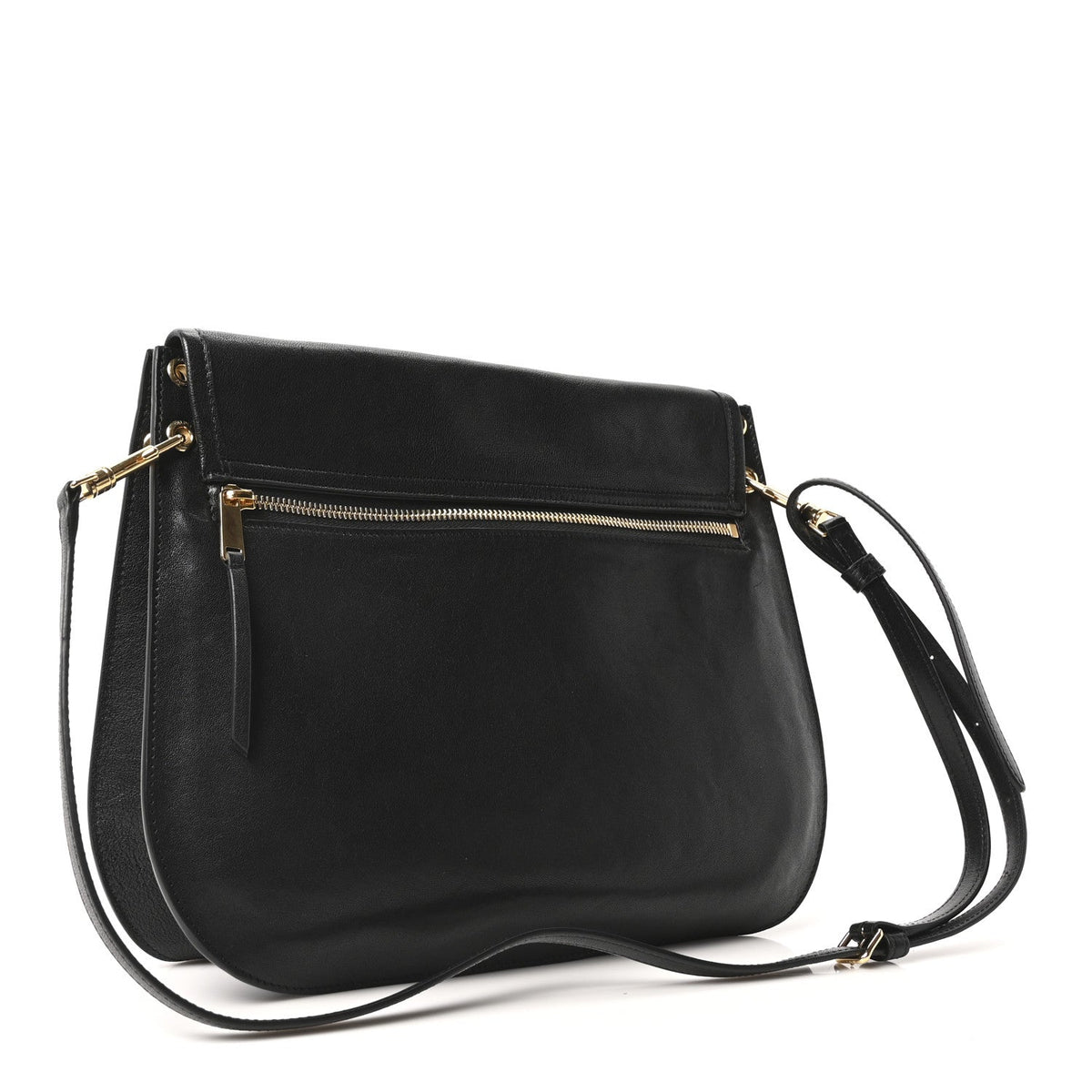 Shiny Lambskin Soft Triomphe Besace Bag Black