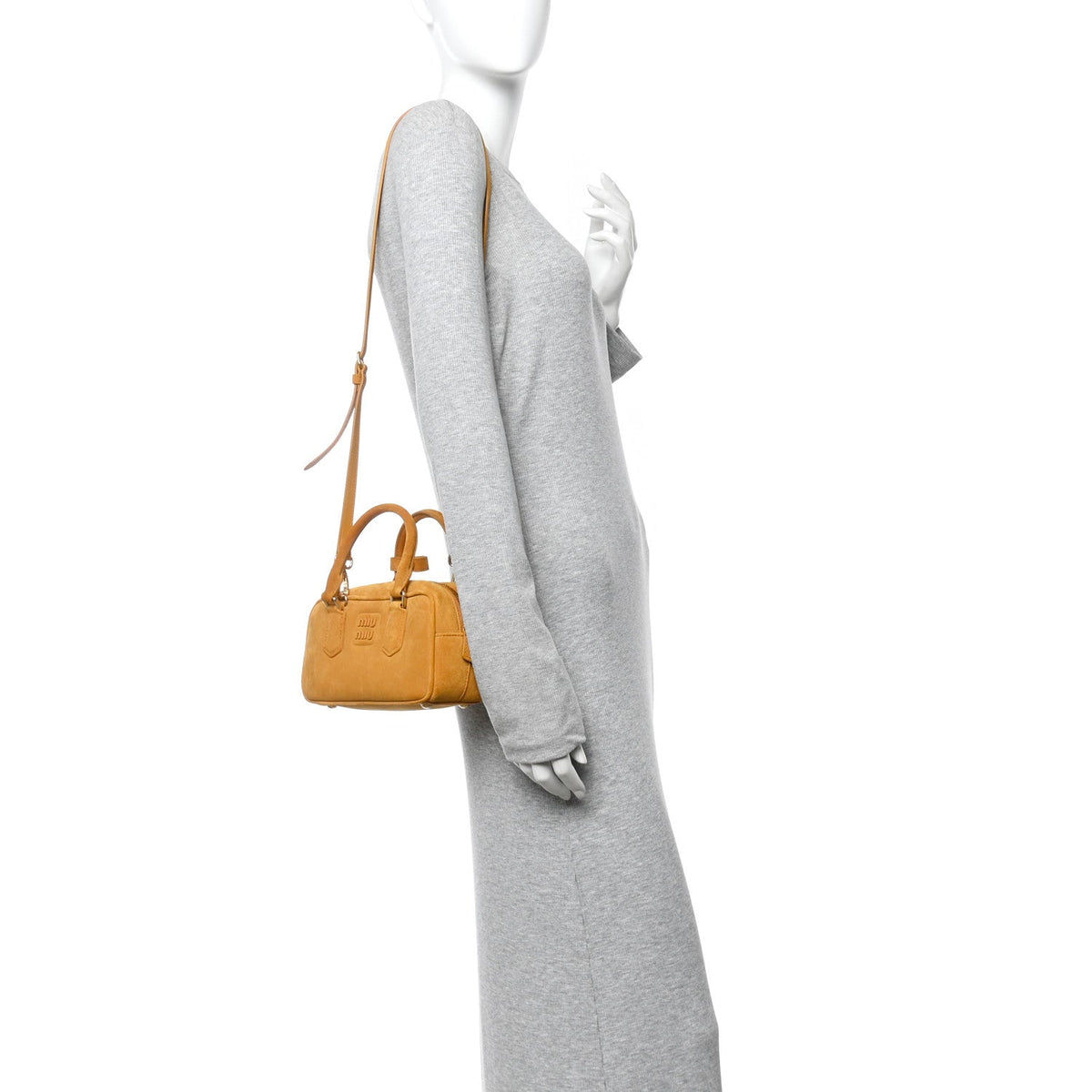 Suede Padded Regular Arcadie Top Handle Bag Whiskey