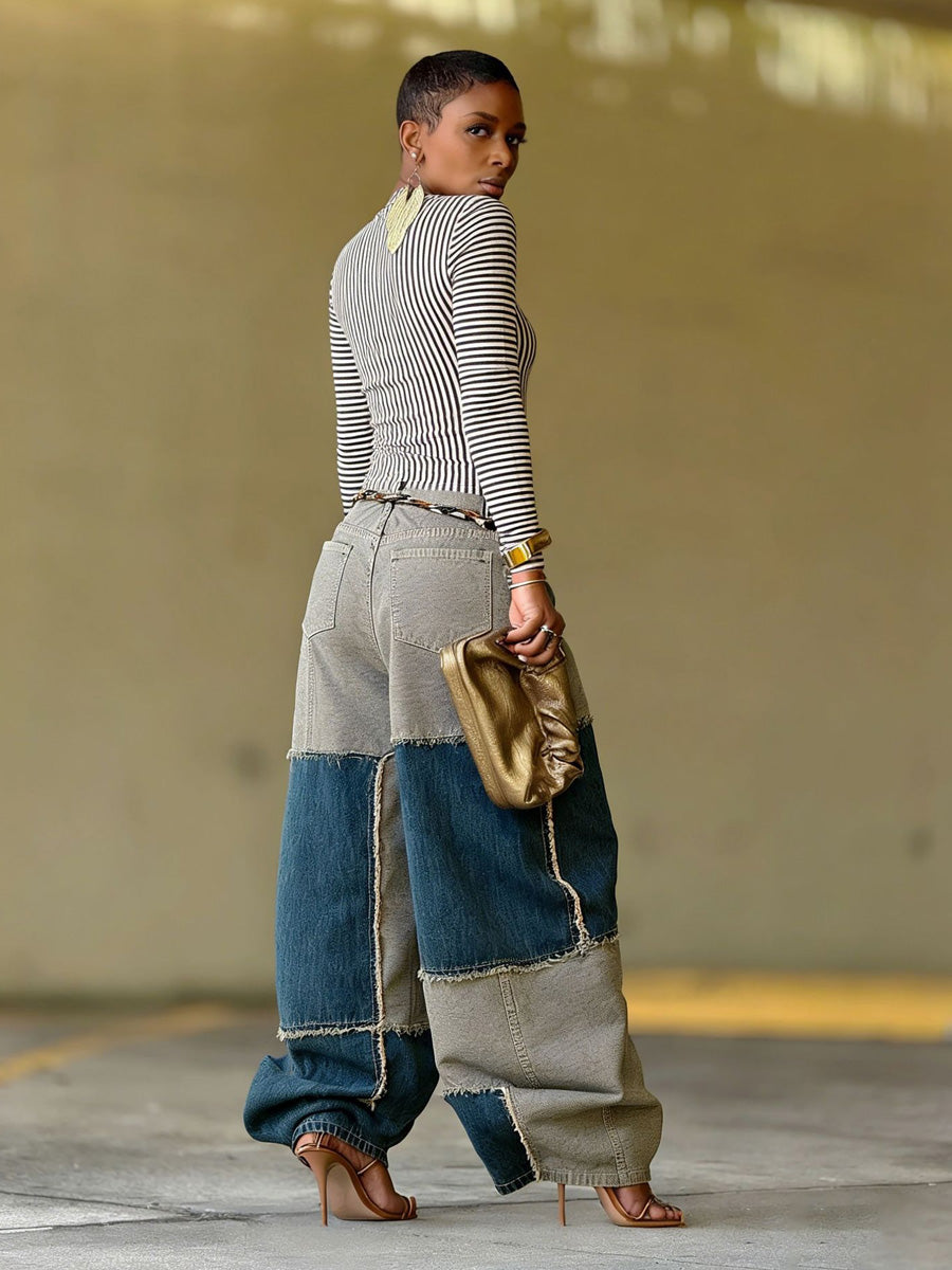 Cassidy Two-Tone Patchwork Jeans