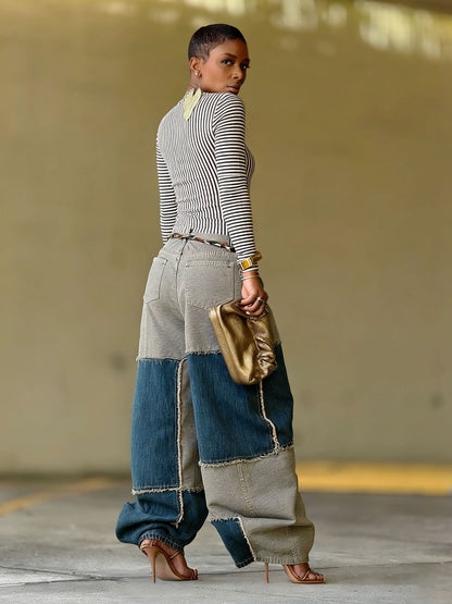 Cassidy Two-Tone Patchwork Jeans