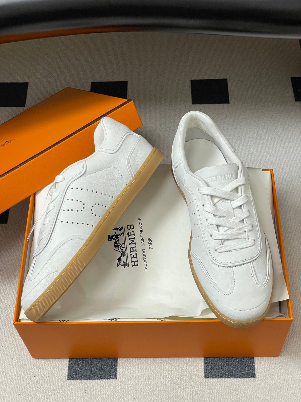 Hermes 26 Match Sneakers White in Calfskin 594340