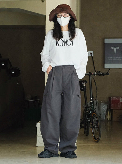 Leisure Fashion Wide Leg High Waisted Solid Color Pants