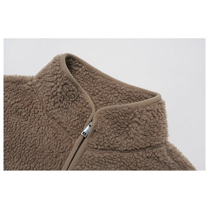 Solid Color Stand Collar Fleece Sports Vest