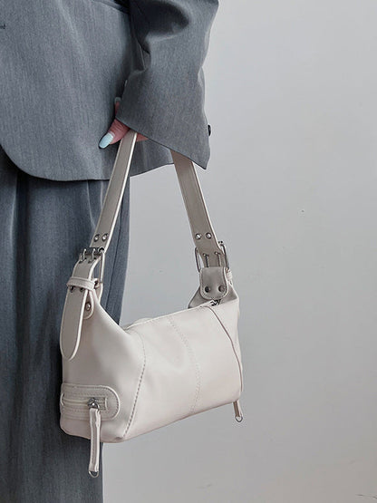 Buckle Solid Color Zipper Armpit Bags