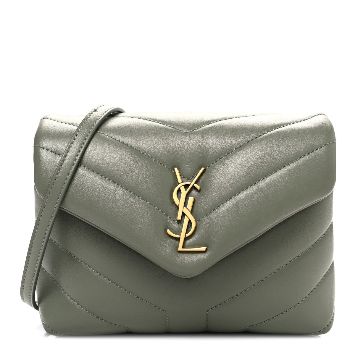 Calfskin Y Quilted Monogram Toy Loulou Crossbody Bag Light Sage