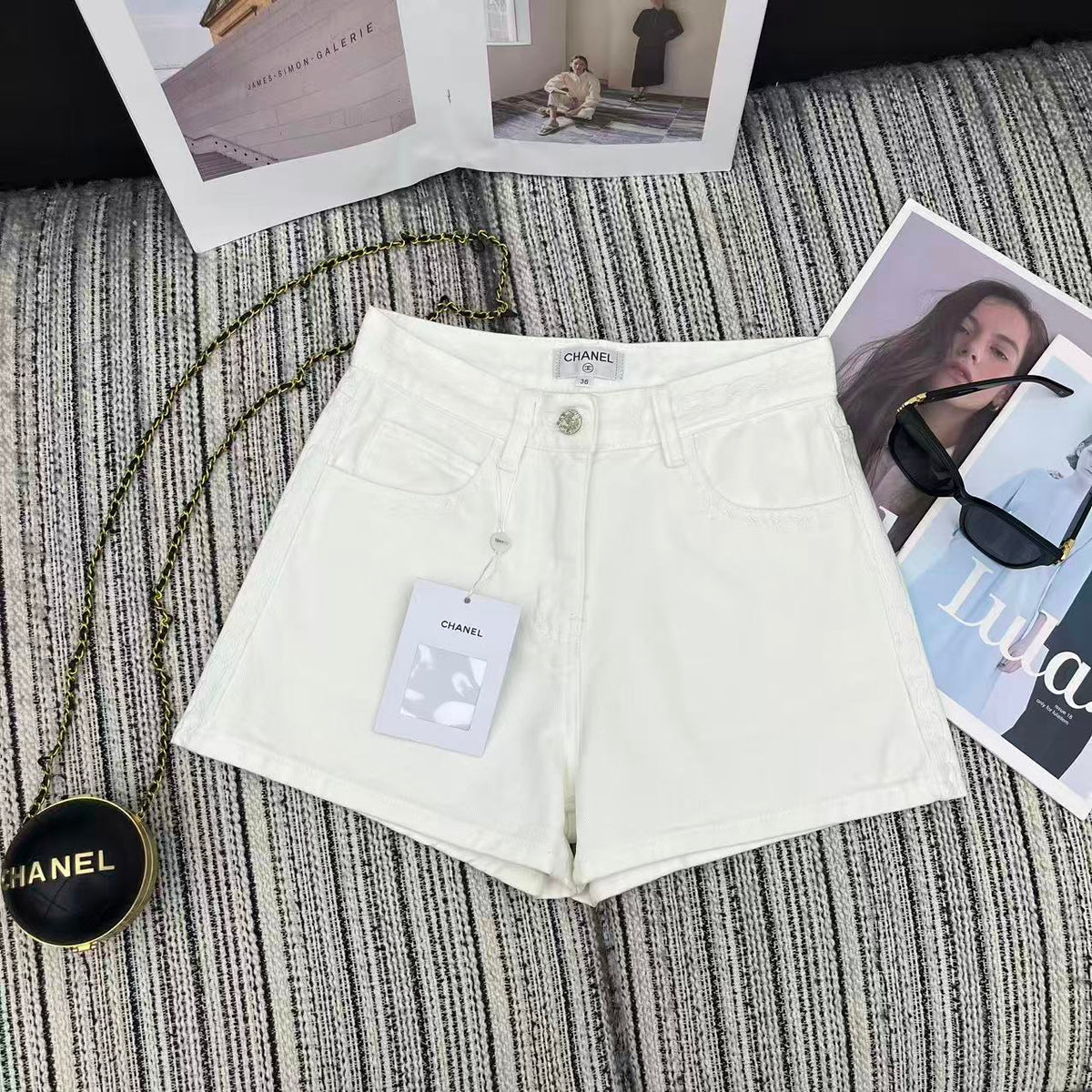 CC Denim Short Pants White Jeans 349028