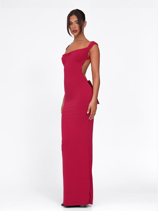 Alma Backless Bow Maxi Dress