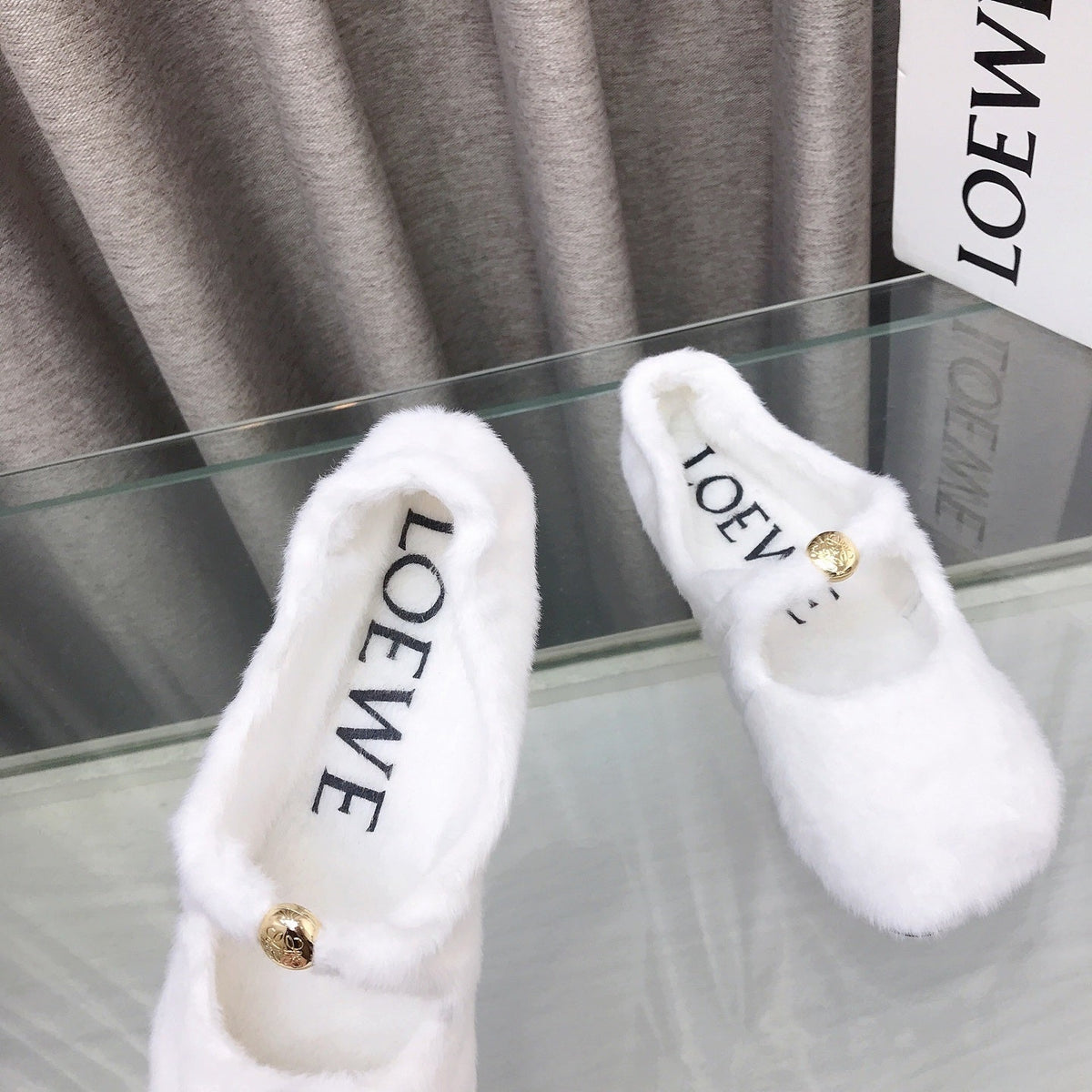 Loewe 2026 Ballet Flat White in Wool 597433