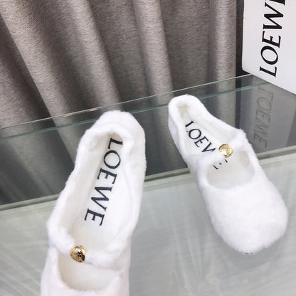 Loewe 2026 Ballet Flat White in Wool 597433