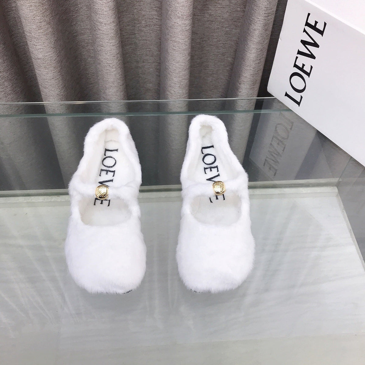 Loewe 2026 Ballet Flat White in Wool 597433