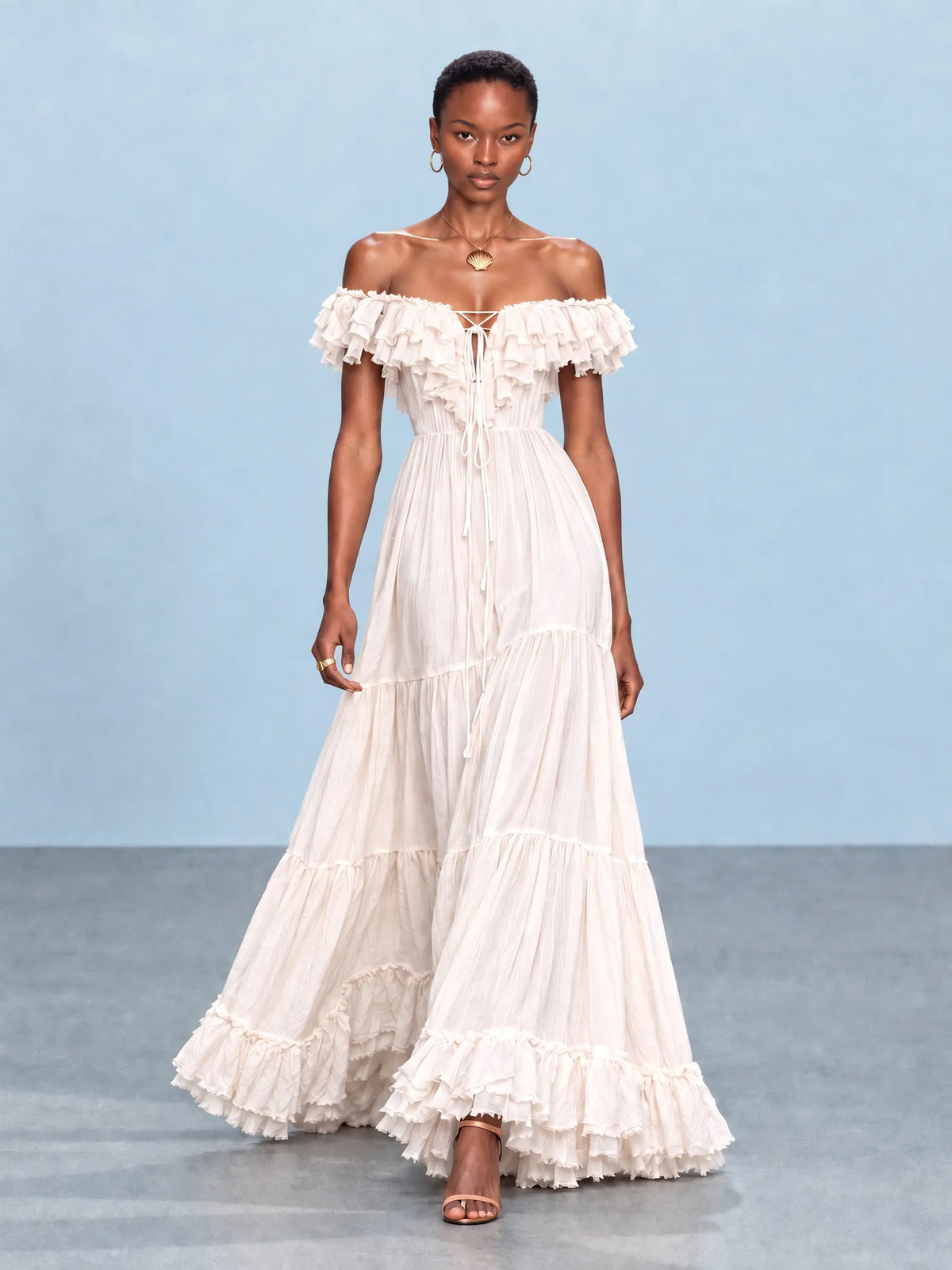 Clara Off-Shoulder Ruffle Tiered Maxi Dress