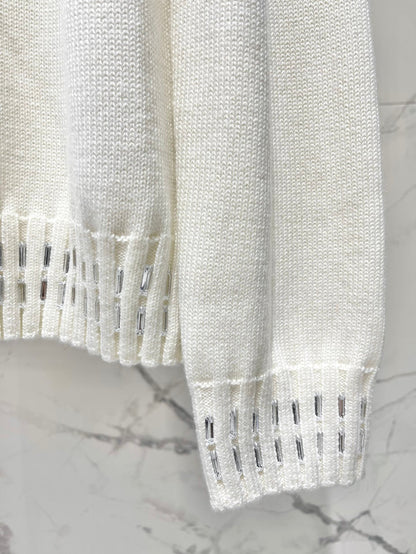 Fendi 25 Lazy-Style Crewneck Sweater White Cotton