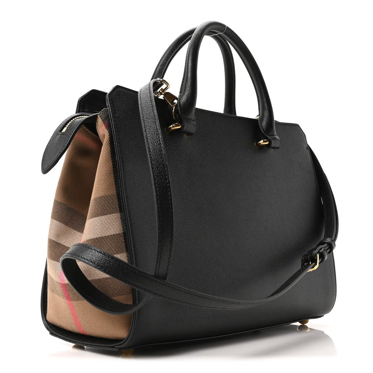 Calfskin Mega Check Small Banwell Tote Black