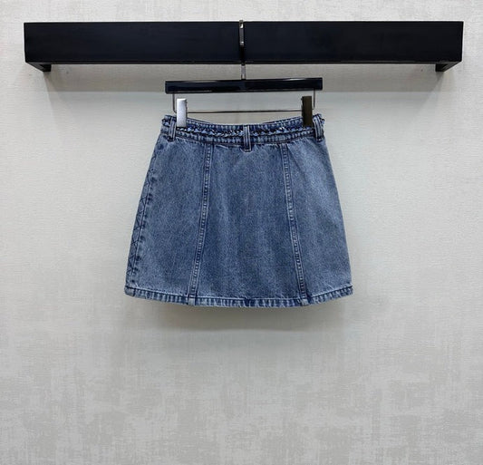 Chanel 2026 Denim Midi Skirt Blue Cotton 356137