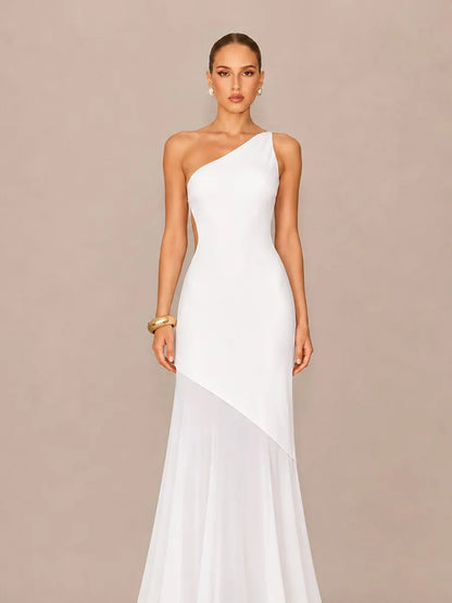 Liliana One-Shoulder Sleeveless Open-Back Maxi Dress