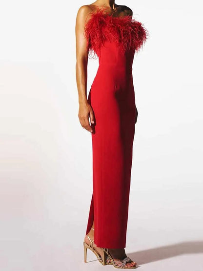 Vanessa Feather Bandage Maxi Dress