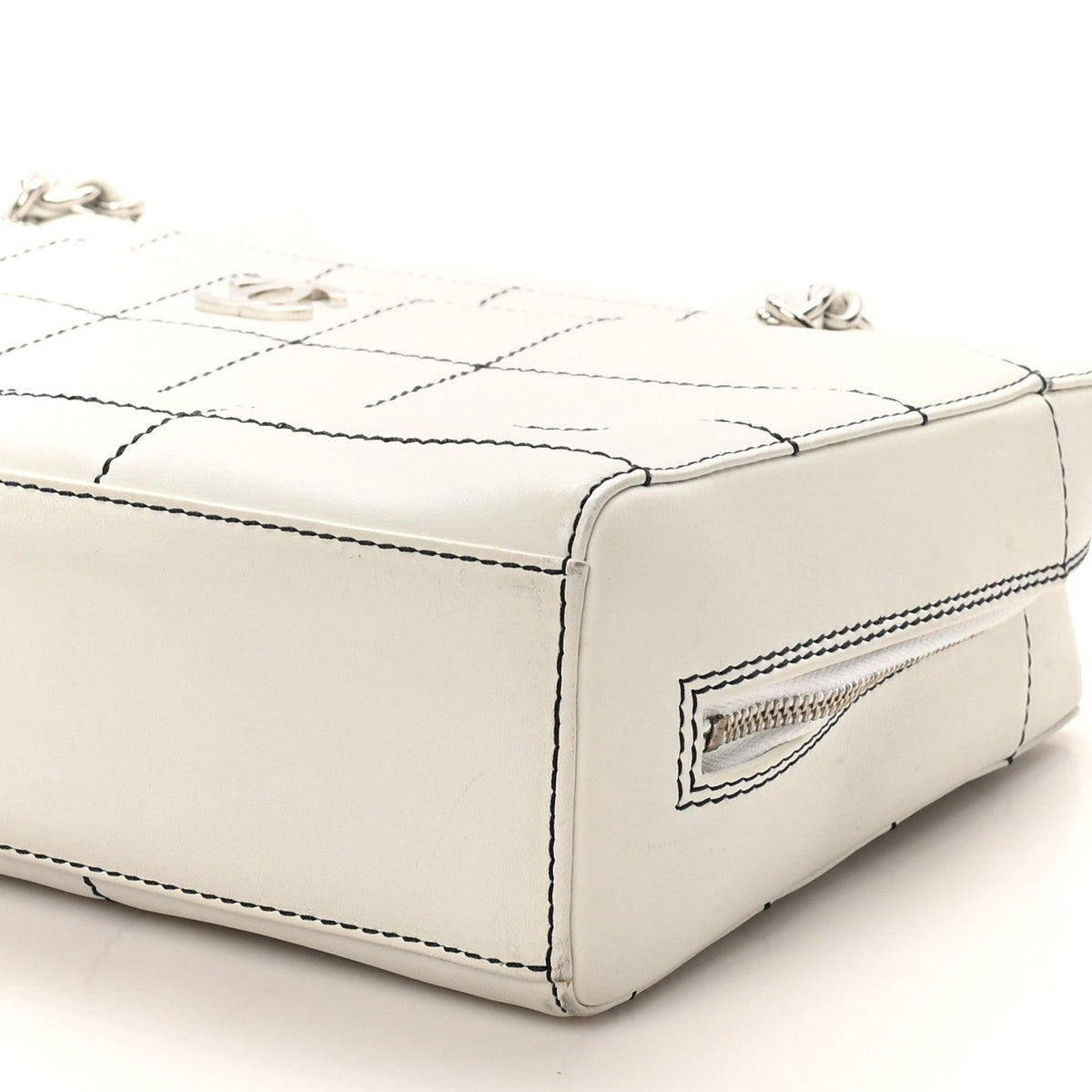 Lambskin Stitched Chocolate Bar Shoulder Bag White