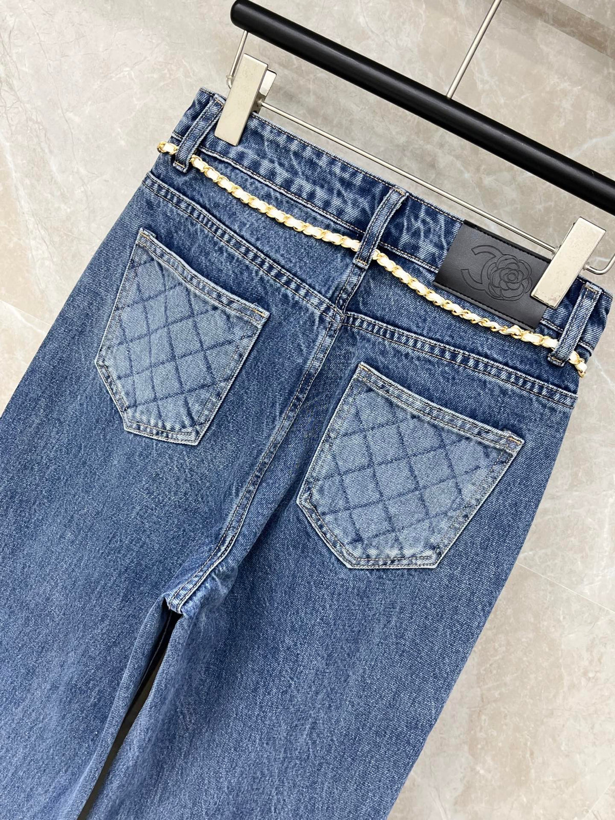CC Straight-leg Jeans Wash Blue Denim Fabric 351241