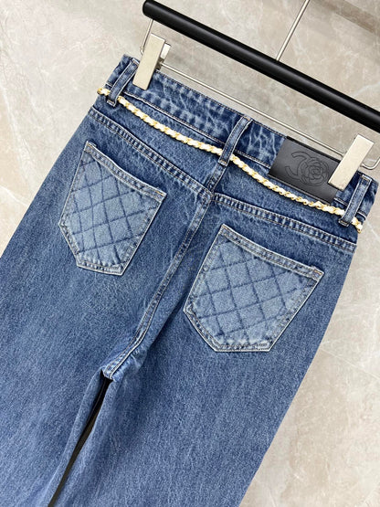 CC Straight-leg Jeans Wash Blue Denim Fabric 351241