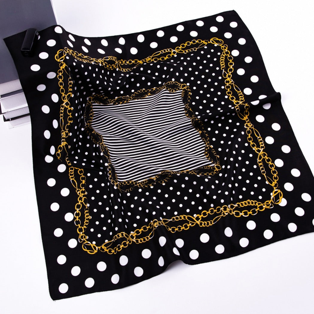 Scarvii - Vintage Polka Dot And Chain Print Scarf
