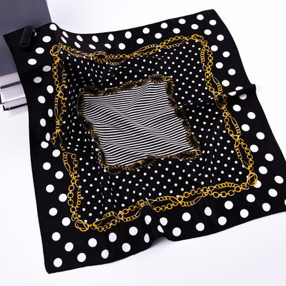 Scarvii - Vintage Polka Dot And Chain Print Scarf
