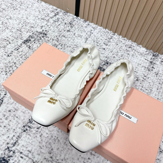 Miu Mary Jane Flat White Sheepskin 591573