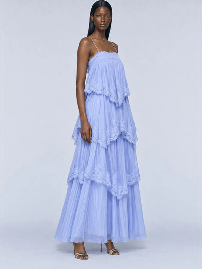 Simone Tiered Lace splicing Maxi Dress