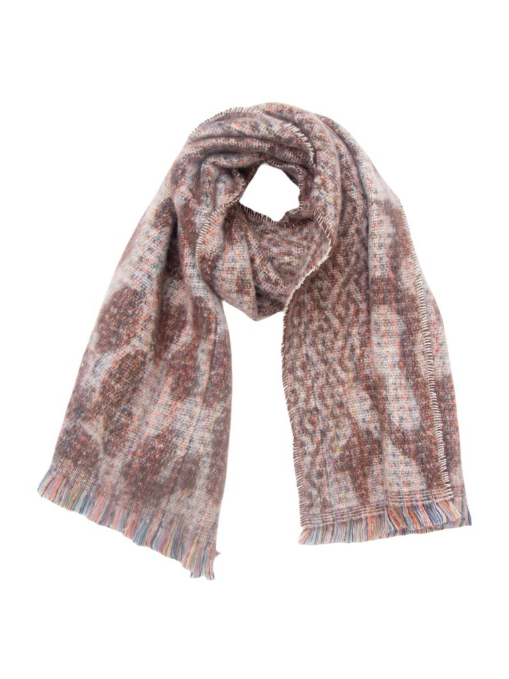 Scarvii - Jacquard Leopard Printed Scarf with Short Tassels