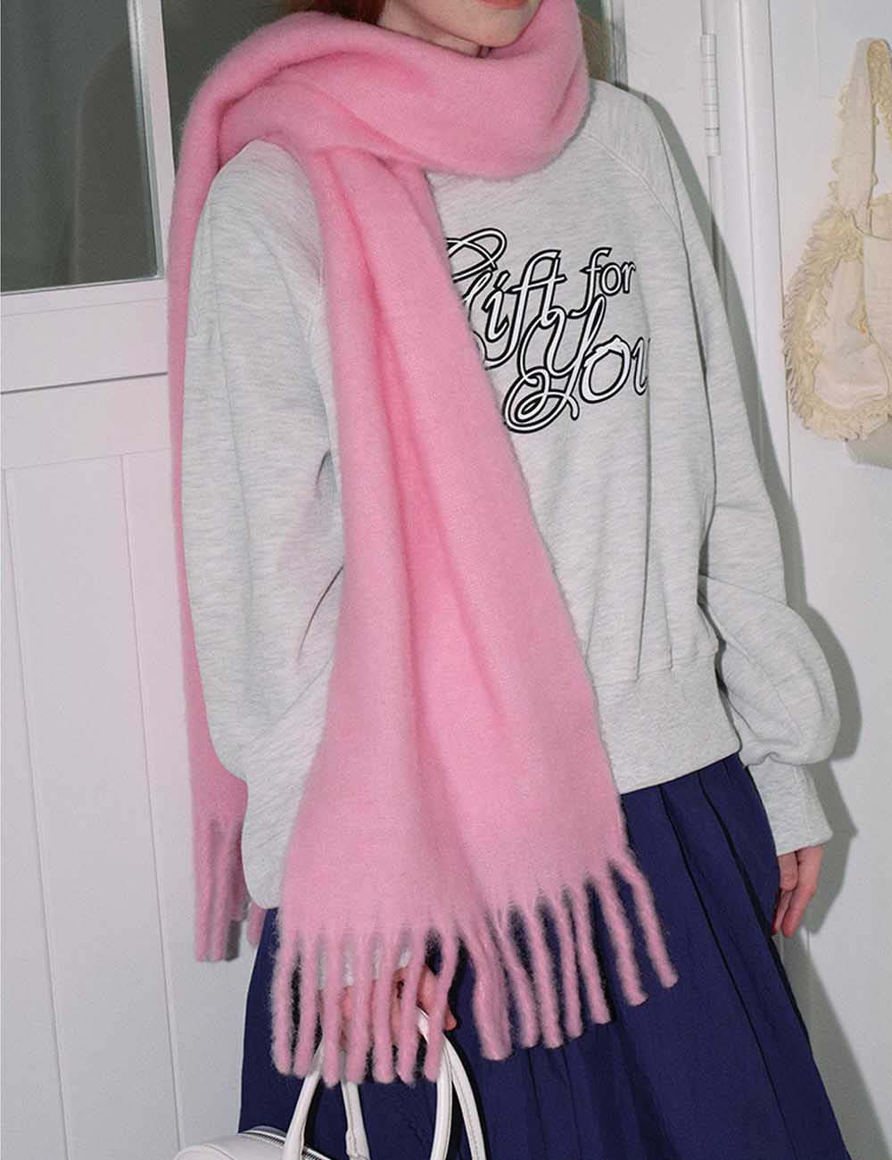 Winter Solid Color Thick Tassel Wool Scarf