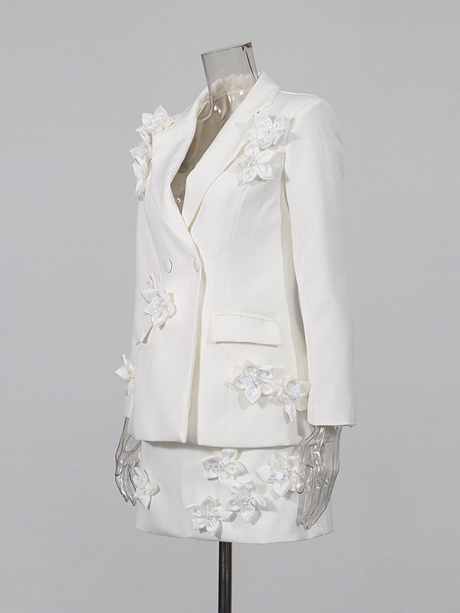 Persephone 3D Floral Sculpted Suit Skirt Set