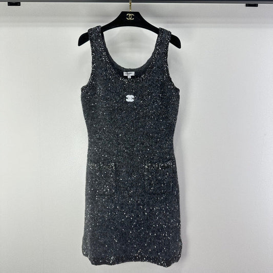 CC 26C Vest Dress Dark Grey Sequin Tweed 349039
