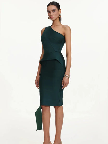 Elira Classic Contour One Shoulder Bandage Midi Dress