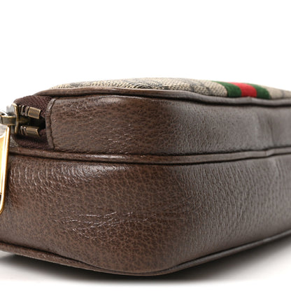 GG Supreme Monogram Textured Dollar Calfskin Web Mini Ophidia Convertible Shoulder Bag Beige Ebony New Acero
