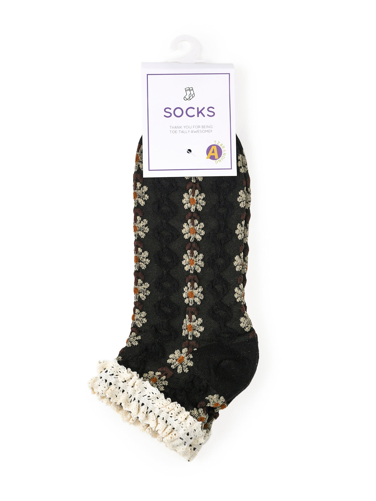 Rufia - Summer Floral Pattern Lace Trim Low-Cut Socks