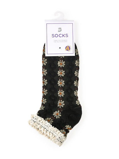 Rufia - Summer Floral Pattern Lace Trim Low-Cut Socks