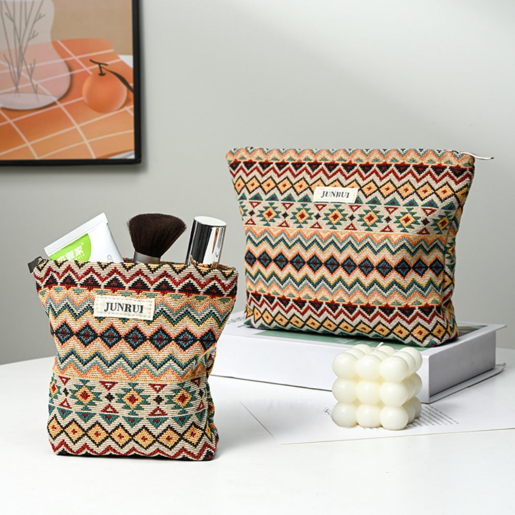Cosbai - Boho Chic Clutch Makeup Bag With Zipper