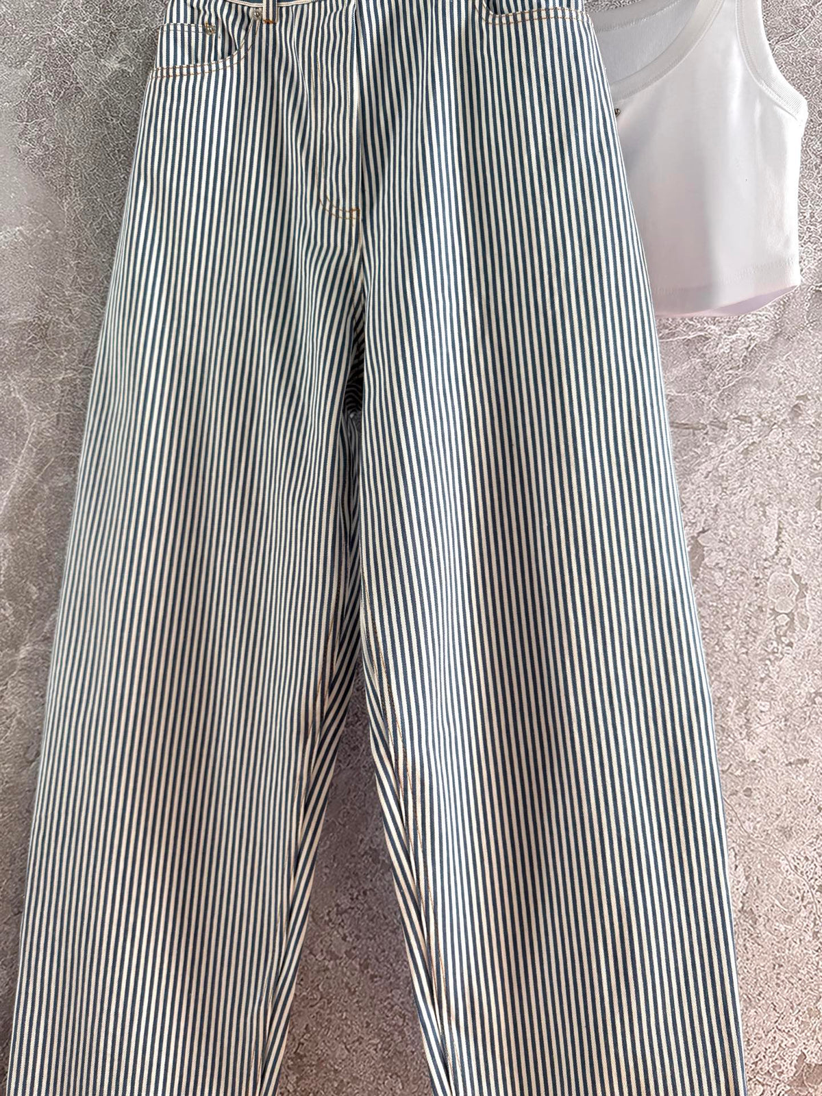 Prada Striped Pants Blue mix White Cotton