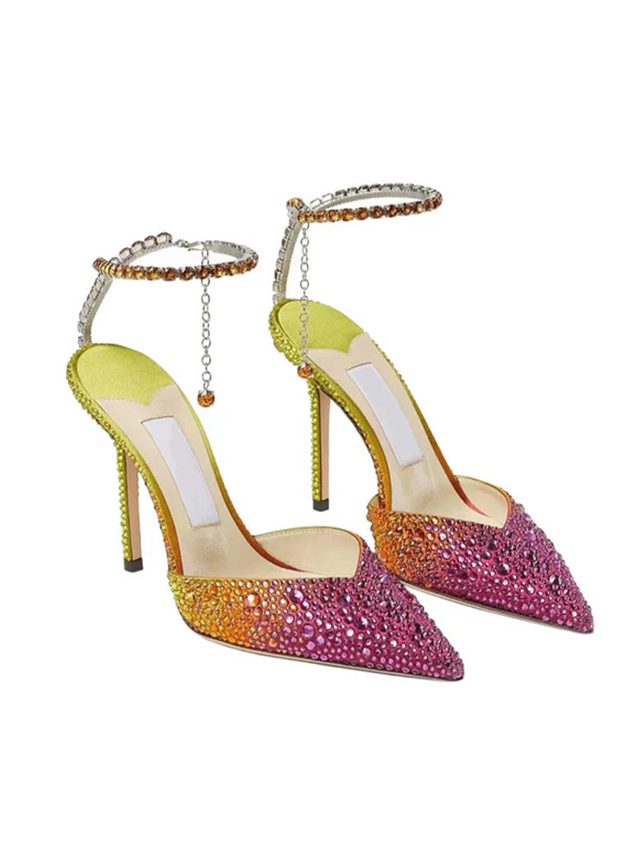Lyre Fringe Crystal Heels