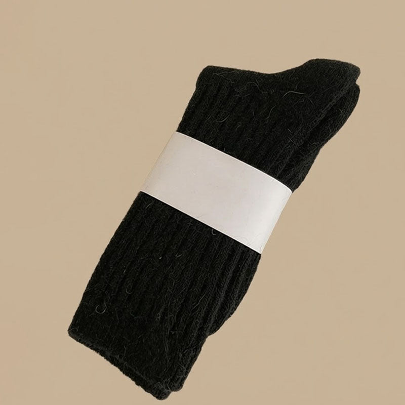 Solid Color Striped Warm Soft Crew Socks