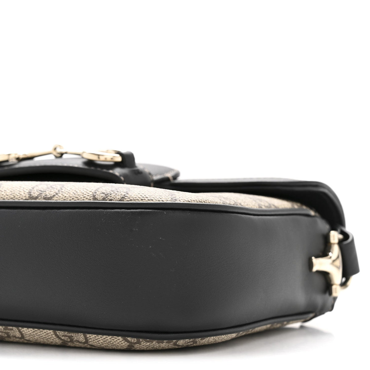 GG Supreme Monogram Horsebit 1955 Soft Small Shoulder Bag Beige Black