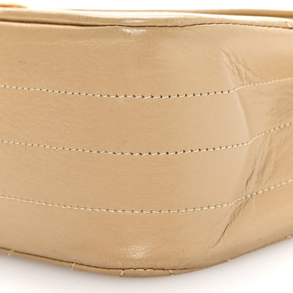 Lambskin Ribbon Stitched Flap Beige